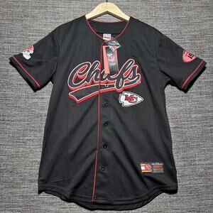 NFL Kansas City Chiefs Baseball Jersey Shirt Men's Small Black Short Sleeve